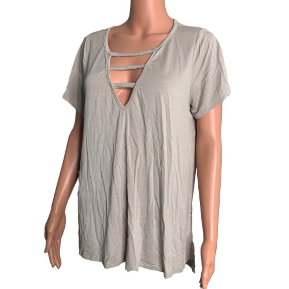 Gilli Cross Chest V Neck Plus Size 1X Top